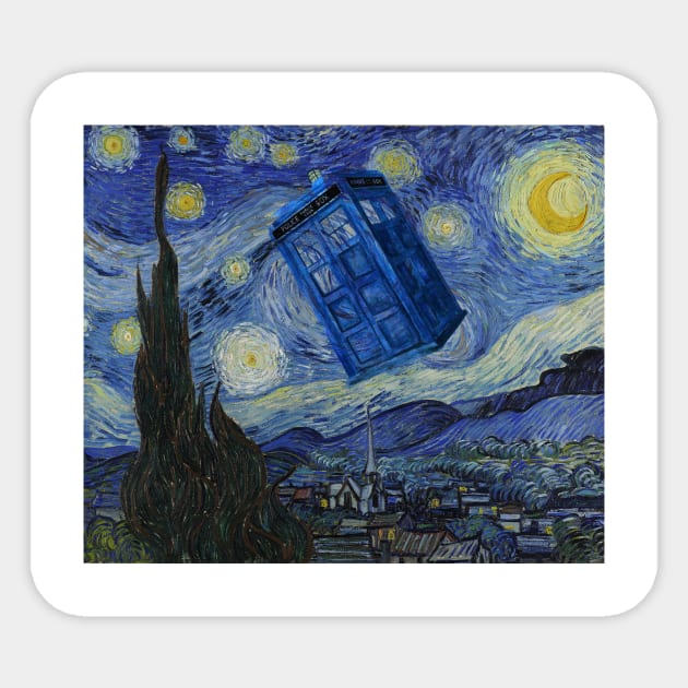 Starry Night Tardis Sticker by Titius